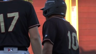 Aiden Taurek singles in his first pro at-bat