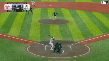 Colby Jones singles on a ground ball to left fielder Josh Moylan. Isaiah Drake scores.