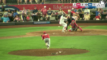 Danny Serretti homers (1) on a fly ball to right field.