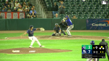 Jimmy Obertop singles on a sharp line drive to center fielder Victor Arias. Braylen Wimmer scores.