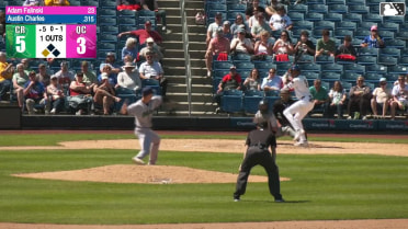 Austin Charles out on a sacrifice fly to center fielder Jacob McCombs. Luke Pelzer scores.