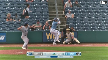 Brett Squires homers (24) on a fly ball to right center field.