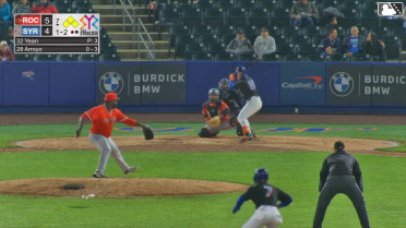 Christian Arroyo out on a sacrifice fly to center fielder Andrew Pinckney. A.J. Ewing scores.