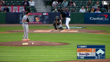 Aron Estrada lays out to make a diving stop