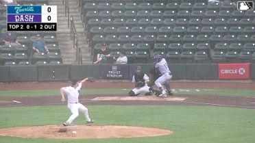 John Garcia singles on a line drive to center fielder Nick McLain. Nick Monistere scores. Zach Daudet to 2nd.