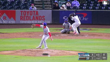 Dervy Ventura triples (1) on a line drive to right fielder Carlos Pacheco.