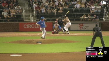 Jose Colmenares out on a sacrifice fly to center fielder Tucker Flint. Colby Shelton scores.
