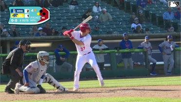 Joel Dragoo out on a sacrifice fly to right fielder Yohairo Cuevas. Devin Saltiban scores.