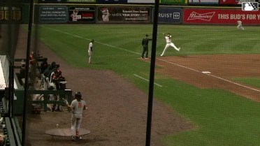 Sabin Ceballos throws out runner at first