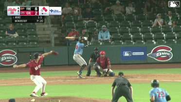 Leandro Arias singles on a sharp line drive to center fielder Isaiah Jackson. Yasmil Bucce scores. Randal Diaz to 3rd.