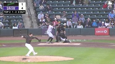 Shalin Polanco triples (2) on a sharp line drive to center fielder George Wolkow.