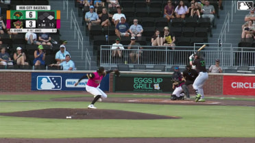 Jared Jones called out on strikes and Easton Carmichael caught stealing 2nd, catcher Cal Stark to shortstop Luke Hanson to catcher Cal Stark.