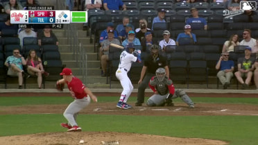 Kendall George triples (1) on a line drive to left fielder Travis Honeyman. Frank Rodriguez scores.