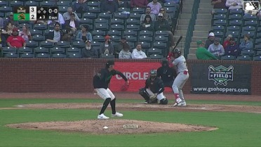 John Gil homers (3) on a fly ball to center field.