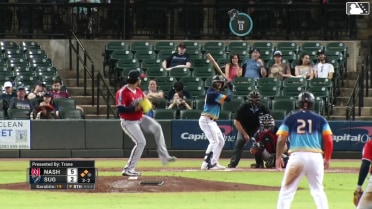 Cavan Biggio out on a sacrifice fly to center fielder Jacob Hurtubise. Tommy Sacco Jr. scores. Edwin Díaz to 3rd.