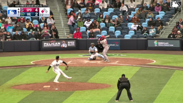 Tevin Tucker out on a sacrifice fly to right fielder Avery Owusu-Asiedu. Kelvin Hidalgo scores.