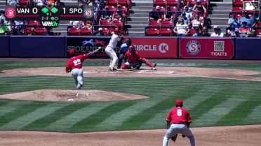 Tommy Hopfe out on a sacrifice fly to left fielder J.R. Freethy. Roynier Hernandez scores.