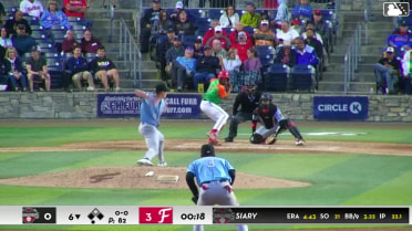 Jordan Williams out on a sacrifice fly to left fielder Hector Osorio. Coy James scores.