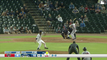 Yolfran Castillo singles on a ground ball to left fielder Henry Ramos. Hector Osorio scores.