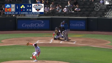 Nick Senzel out on a sacrifice fly to left fielder Junior Perez. Ryan Fitzgerald scores.