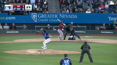 Nate Furman out on a sacrifice fly to center fielder Andrew Velazquez. Thomas Gavello scores.