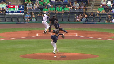 Andy Perez singles on a line drive to center fielder Victor Arias. Dyan Jorge scores.