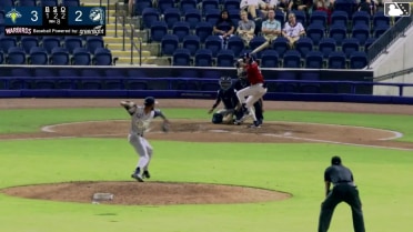 Kyle Jones singles on a ground ball to center fielder Sean Gamble. Frederi Montero scores. Pedro Ibarguen to 3rd.