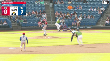 Derlin Figueroa singles on a line drive to center fielder Josiah Hartshorn. Luke Pelzer scores.