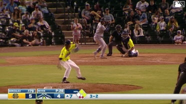 J.D. Gonzalez singles on a line drive to center fielder Sean Gamble. Tom Poole scores. Alberth Palma scores.