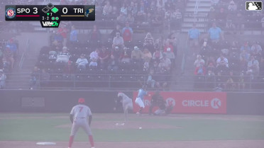 David Mershon doubles (1) on a line drive to left fielder Kevin Fitzer. Ryan Nicholson scores.