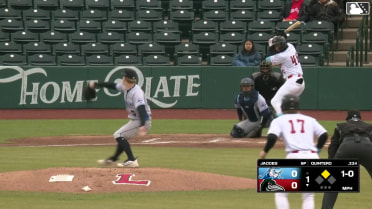 Eduardo Quintero singles on a line drive to left fielder Junior Tilien. Mike Sirota scores.