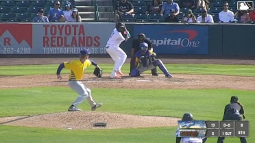 Starlin Aguilar singles on a ground ball to left fielder AJ Soldra. George Feliz scores. Sebastian De Andrade to 2nd.