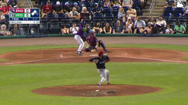 GJ Hill out on a sacrifice fly to center fielder Luis Robert Jr. Cole Messina scores.