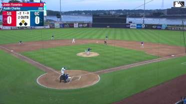 Austin Charles singles on a line drive to left fielder Kade Snell. Jose Cerice scores.