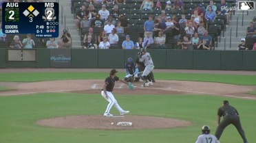 Luis Guanipa doubles (11) on a sharp line drive to center fielder Darlyn De Leon. Alex Lodise scores.