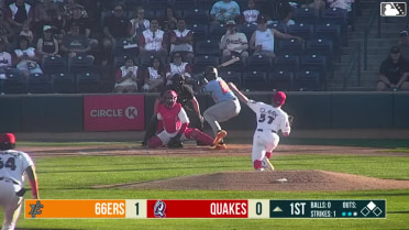 Cesar Quintas singles on a ground ball to center fielder Hayden Alvarez. Aiden Taurek scores.