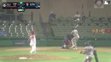 Cam Maldonado doubles (8) on a ground ball to left fielder Breyson Guedez. Andy Polanco scores.