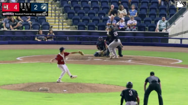 Seong-Jun Kim doubles (1) on a sharp line drive to left fielder Kyle Jones. Yolfran Castillo scores. Paulino Santana scores.