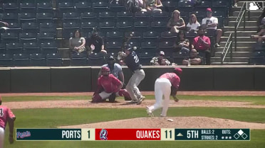 Daniel Bucciero doubles (9) on a line drive to left fielder Victor Rodriguez. Michael Brooks scores.