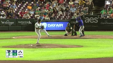 Erick Torres triples (2) on a fly ball to first baseman Ty Doucette.