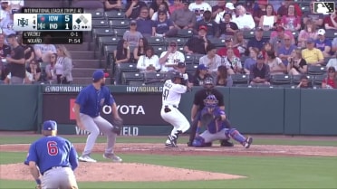 Enmanuel Valdez triples (1) on a line drive to center fielder Brett Bateman. Ronny Simon scores.