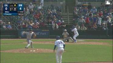 James Triantos doubles (6) on a sharp fly ball to left fielder Nolan Jones. Jonathon Long scores.