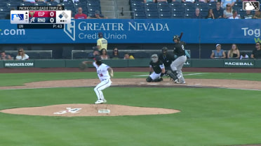 Nick Solak singles on a sharp line drive to left fielder A.J. Vukovich. Carlos Rodríguez scores.