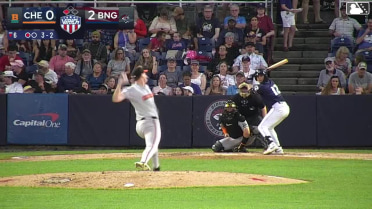 Kevin Villavicencio out on a sacrifice fly to center fielder Douglas Hodo III. Matt Rudick scores.