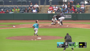 Aaron Schunk triples (1) on a line drive to center fielder Braden Montgomery. Brewer Hicklen scores. Brett Wisely scores.