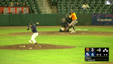 Douglas Hodo III triples (2) on a line drive to left fielder Jace Bohrofen.