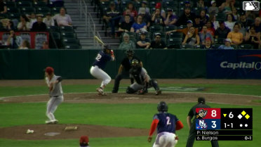 Jorge Burgos doubles (9) on a line drive to left fielder P.J. Hilson. Victor Arias scores. Cutter Coffey to 3rd.