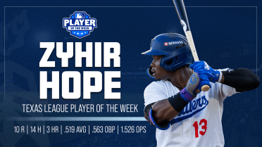 Hope Honored as Texas League’s Player of the Week