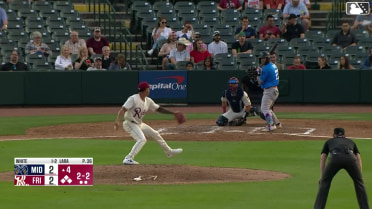 Tommy White doubles (1) on a ground ball to left fielder Jake Snider. Shane McGuire scores. Jared Dickey scores. Leo De Vries scores.