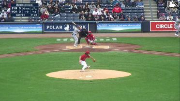 Jackson Cluff triples (1) on a sharp line drive to right fielder Kristian Campbell.